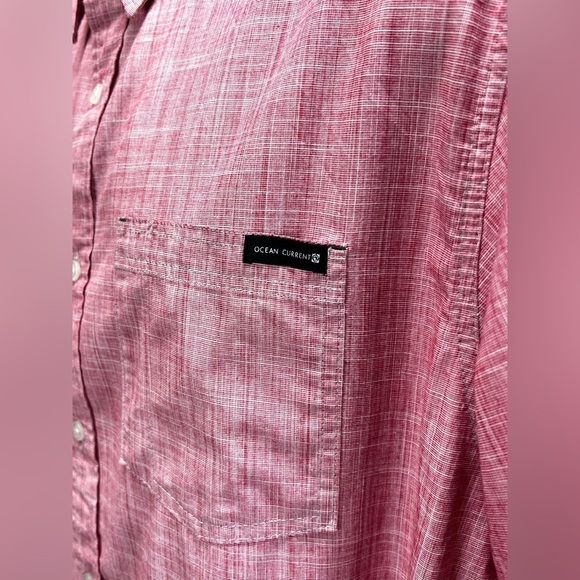 OCEAN CURRENT Men’s Red and white heather short sleeve‎ button down size XL. - Picture 8 of 12